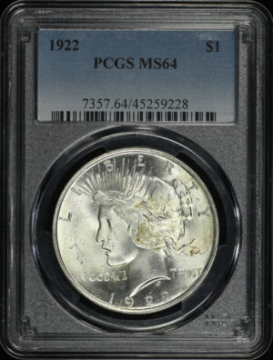 Obverse of this 1922 Peace Dollar PCGS MS-64