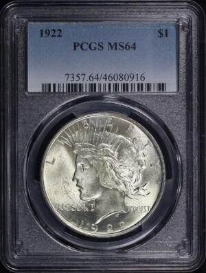 Obverse of this 1922 Peace Dollar PCGS MS-64