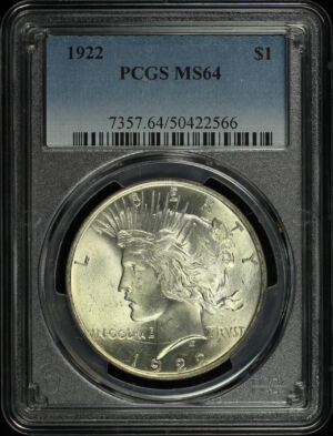 Obverse of this 1922 Peace Dollar PCGS MS-64