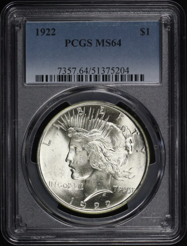 Obverse of this 1922 Peace Dollar PCGS MS-64