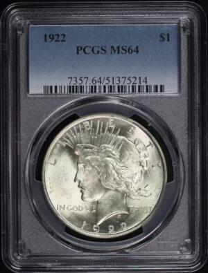 Obverse of this 1922 Peace Dollar PCGS MS-64
