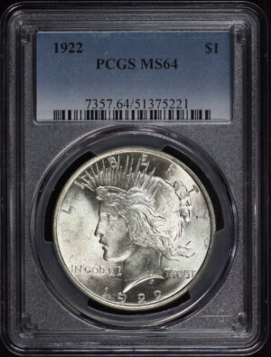 Obverse of this 1922 Peace Dollar PCGS MS-64