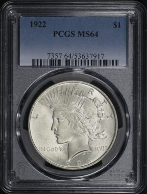 Obverse of this 1922 Peace Dollar PCGS MS-64