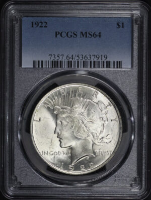Obverse of this 1922 Peace Dollar PCGS MS-64
