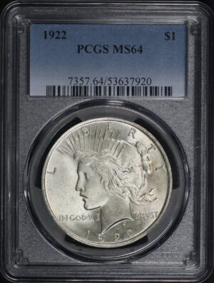Obverse of this 1922 Peace Dollar PCGS MS-64