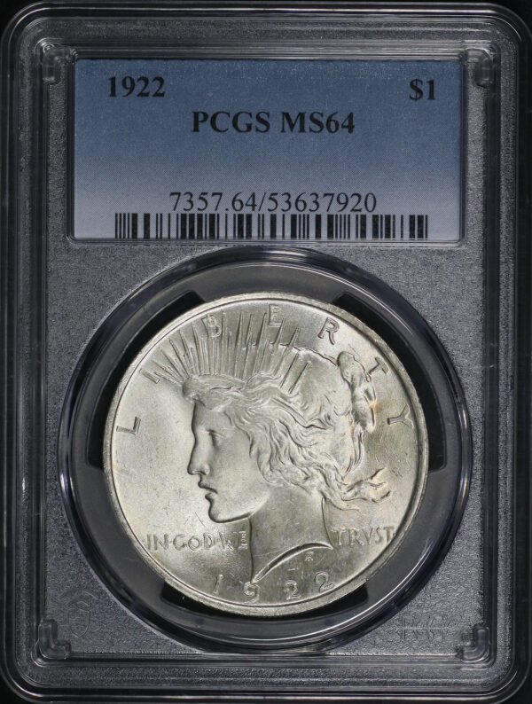 Obverse of this 1922 Peace Dollar PCGS MS-64