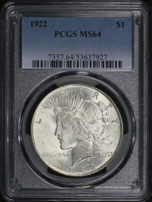 Obverse of this 1922 Peace Dollar PCGS MS-64