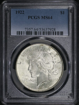 Obverse of this 1922 Peace Dollar PCGS MS-64