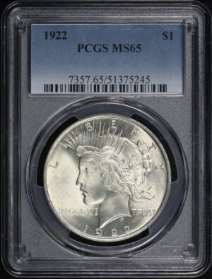 Obverse of this 1922 Peace Dollar PCGS MS-65