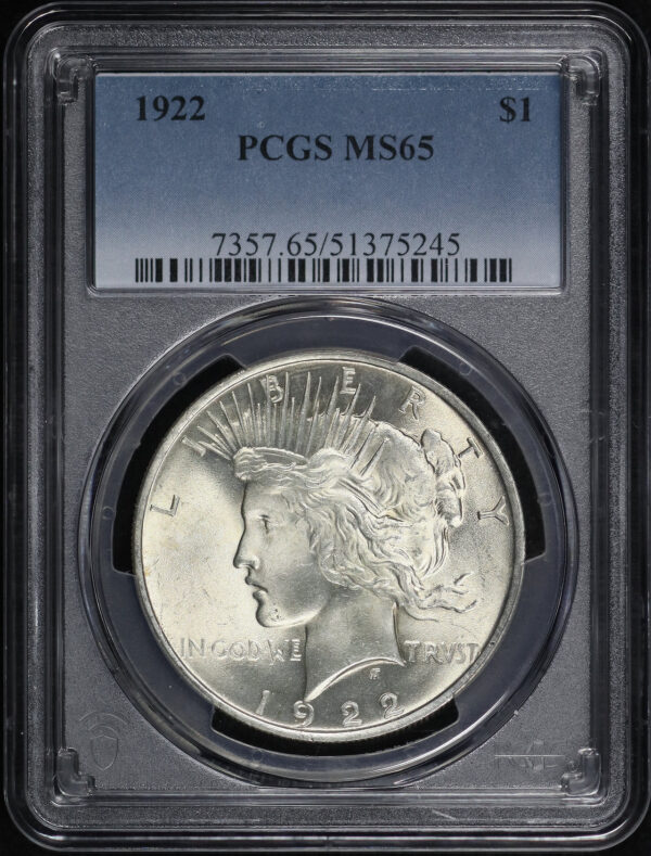 Obverse of this 1922 Peace Dollar PCGS MS-65