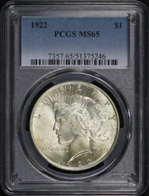 Obverse of this 1922 Peace Dollar PCGS MS-65