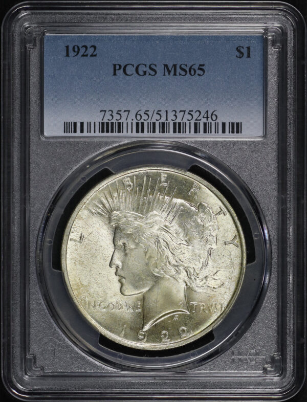 Obverse of this 1922 Peace Dollar PCGS MS-65