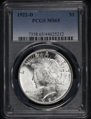 Obverse of this 1922-D Peace Dollar PCGS MS-65