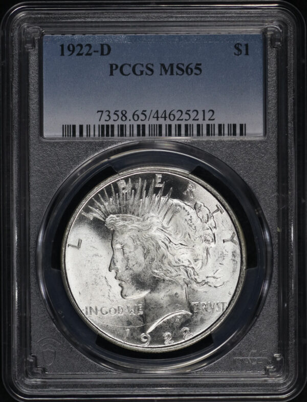Obverse of this 1922-D Peace Dollar PCGS MS-65