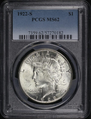 Obverse of this 1922-S Peace Dollar PCGS MS-62