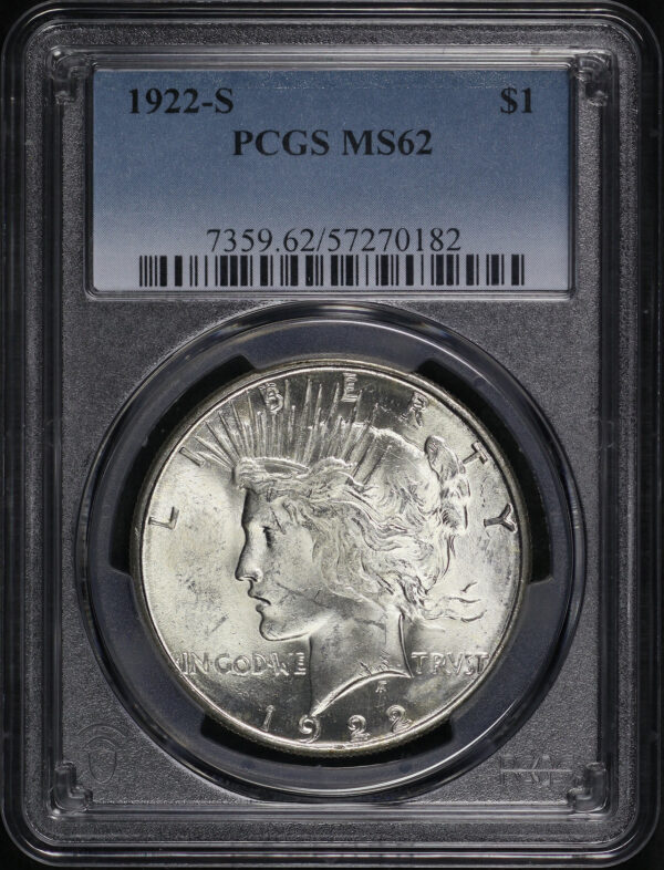Obverse of this 1922-S Peace Dollar PCGS MS-62