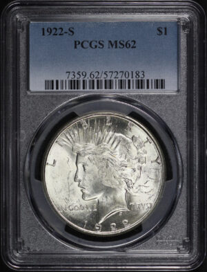 Obverse of this 1922-S Peace Dollar PCGS MS-62