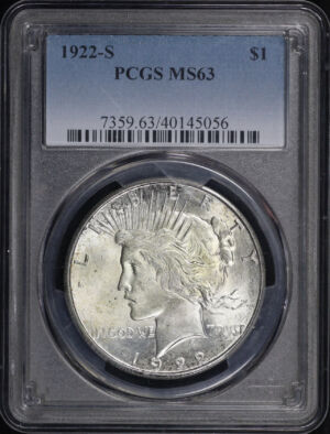 Obverse of this 1922-S Peace Dollar PCGS MS-63