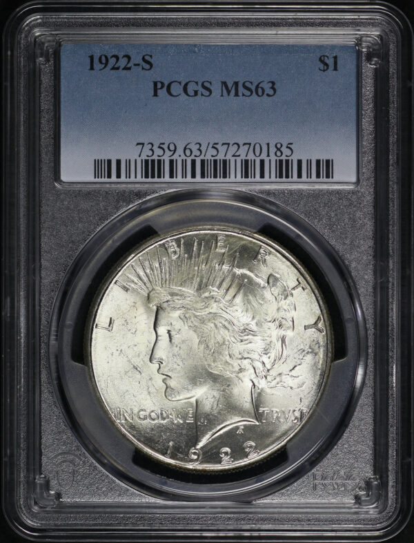 Obverse of this 1922-S Peace Dollar PCGS MS-63