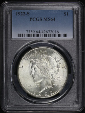 Obverse of this 1922-S Peace Dollar PCGS MS-64