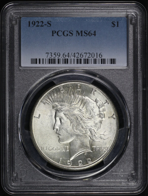 Obverse of this 1922-S Peace Dollar PCGS MS-64