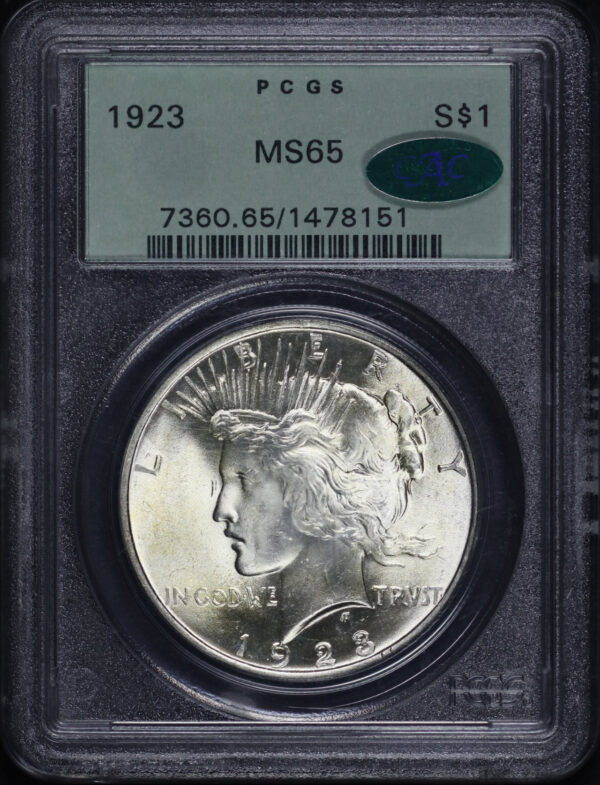 Obverse of this 1923 Peace Dollar PCGS MS-65 CAC