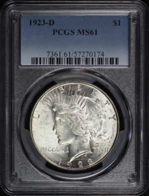 Obverse of this 1923-D Peace Dollar PCGS MS-61