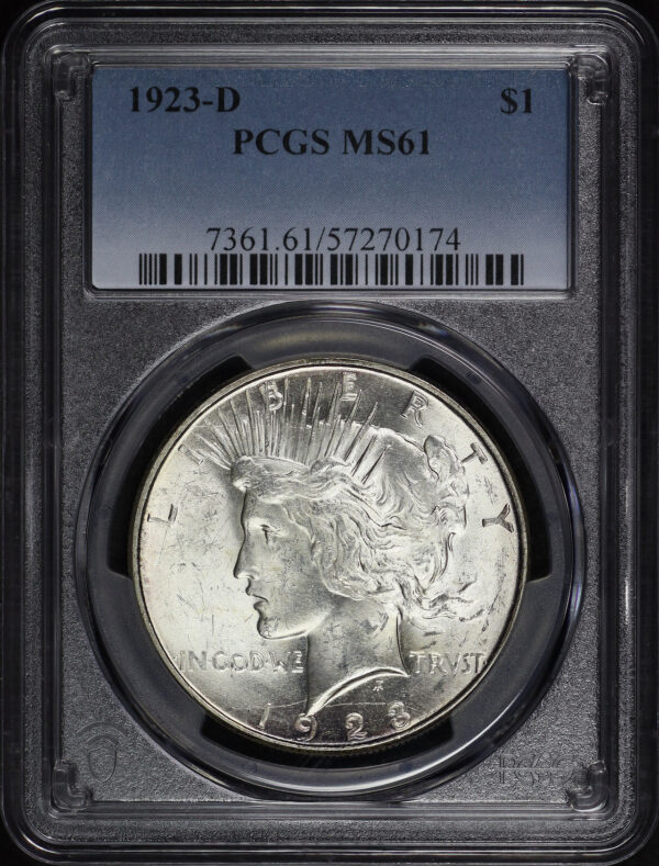 Obverse of this 1923-D Peace Dollar PCGS MS-61
