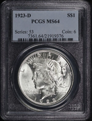 Obverse of this 1923-D Peace Dollar PCGS MS-64