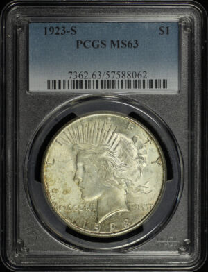 Obverse of this 1923-S Peace Dollar PCGS MS-63