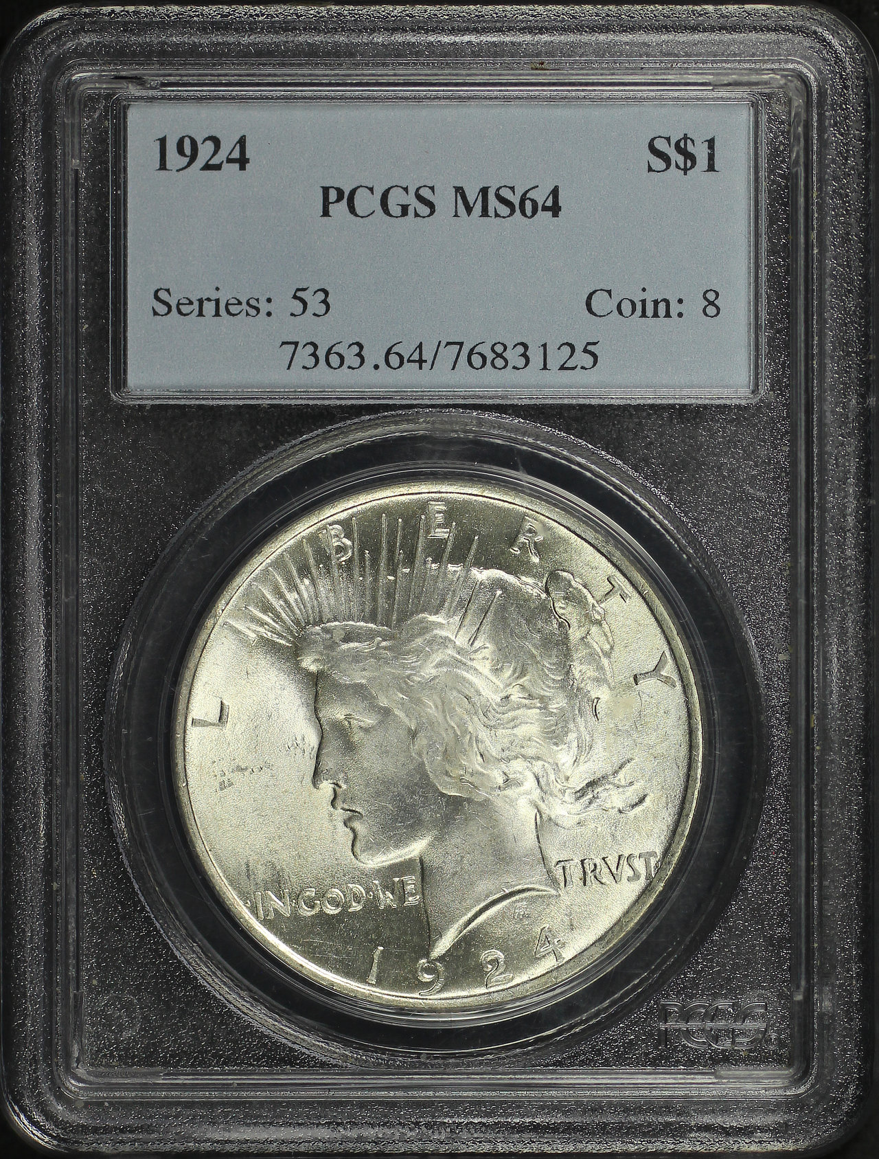 Obverse of this 1924 Peace Dollar PCGS MS-64