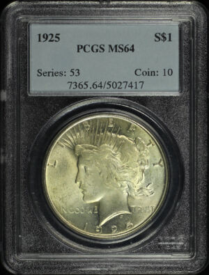 Obverse of this 1925 Peace Dollar PCGS MS-64