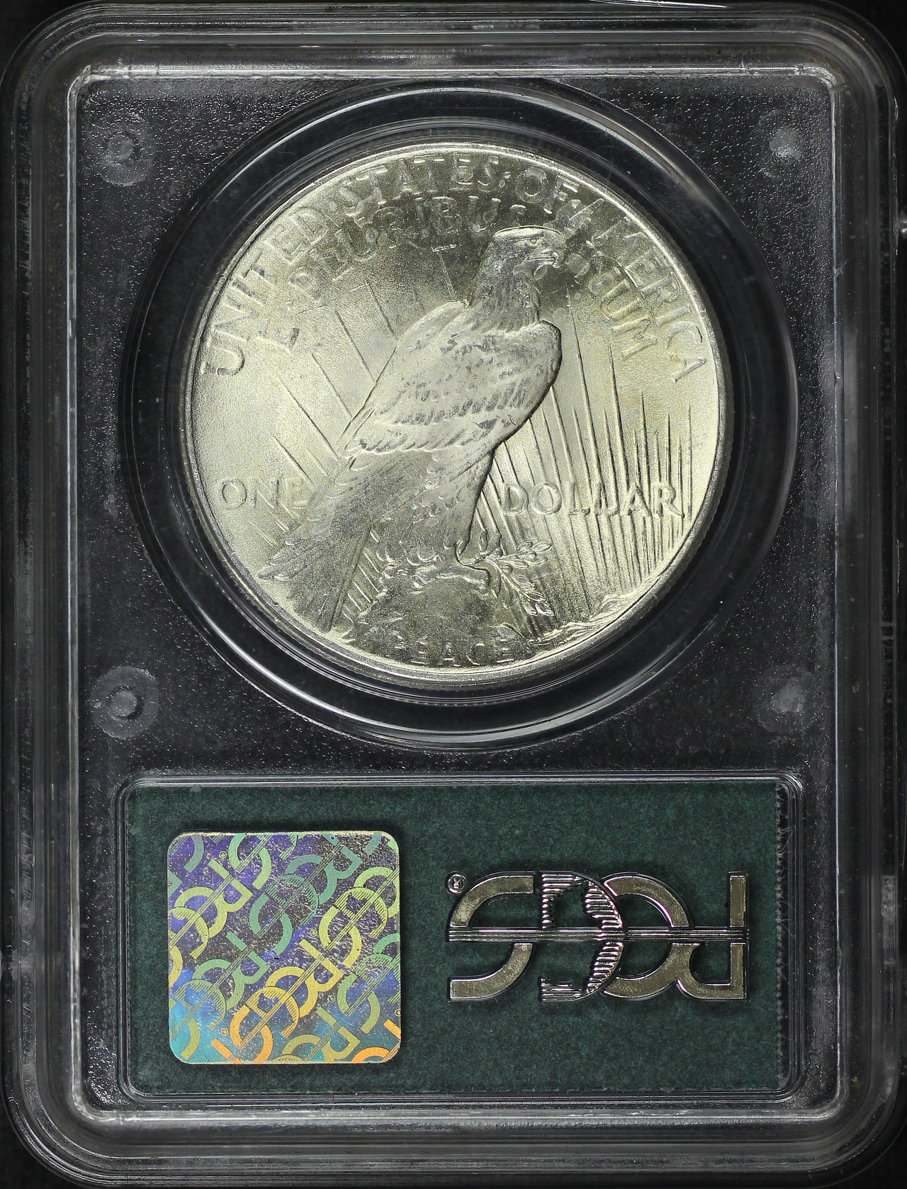 Reverse of this 1925 Peace Dollar PCGS MS-64 Old Green Gasket Holder