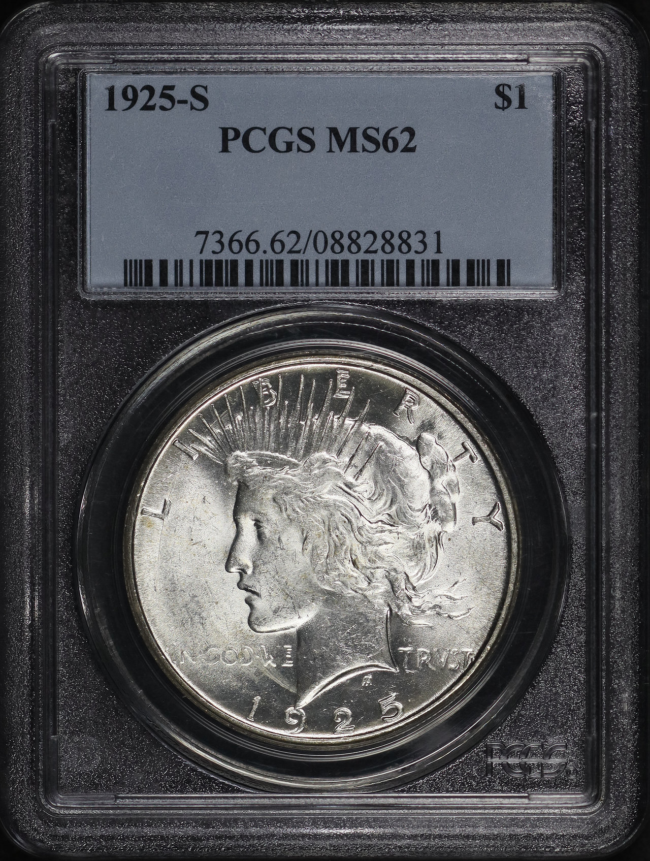 Obverse of this 1925-S Peace Dollar PCGS MS-62