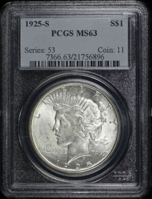 Obverse of this 1925-S Peace Dollar PCGS MS-63