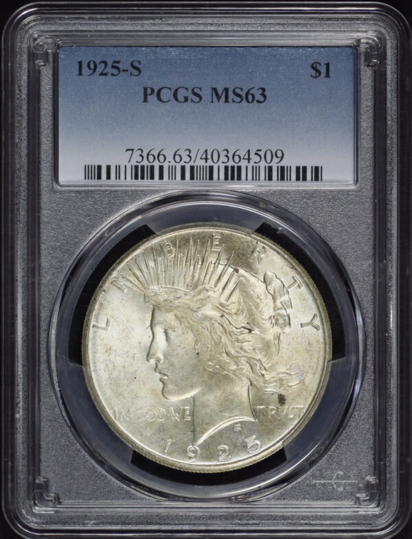 Obverse of this 1925-S Peace Dollar PCGS MS-63