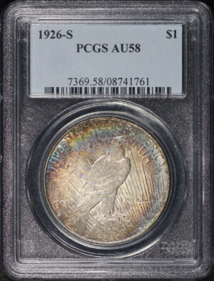 Obverse of this 1926-S Peace Dollar PCGS AU-58