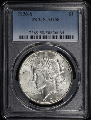 Obverse of this 1926-S Peace Dollar PCGS AU-58