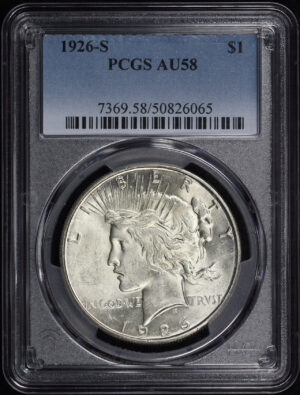 Obverse of this 1926-S Peace Dollar PCGS AU-58
