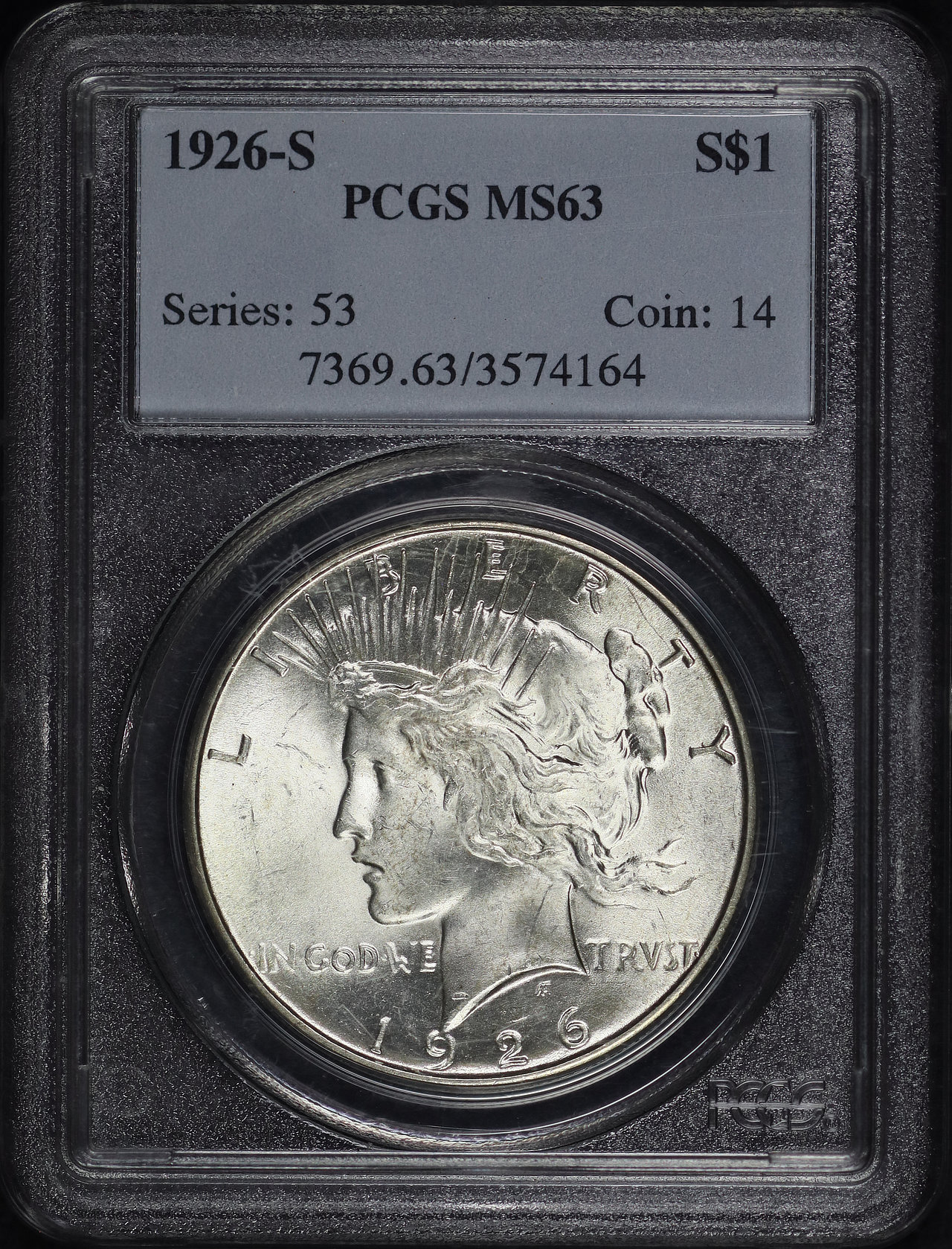 Obverse of this 1926-S Peace Dollar PCGS MS-63