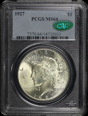 Obverse of this 1927 Peace Dollar PCGS MS-64 CAC