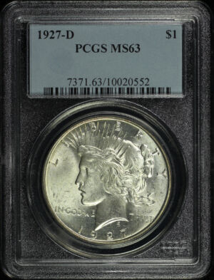Obverse of this 1927-D Peace Dollar PCGS MS-63