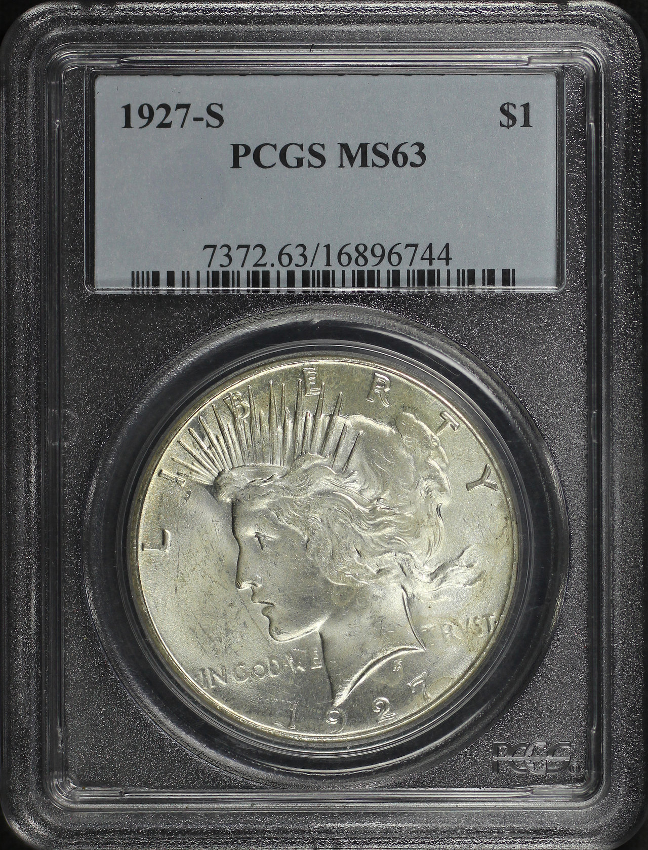 Obverse of this 1927-S Peace Dollar PCGS MS-63
