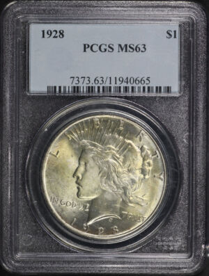 Obverse of this 1928 Peace Dollar PCGS MS-63