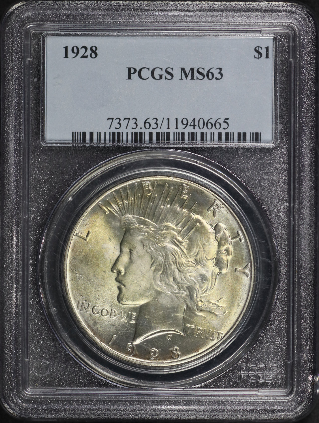 Obverse of this 1928 Peace Dollar PCGS MS-63
