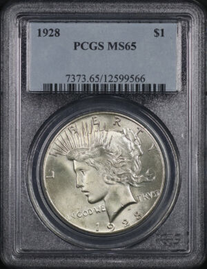 Obverse of this 1928 Peace Dollar PCGS MS-65