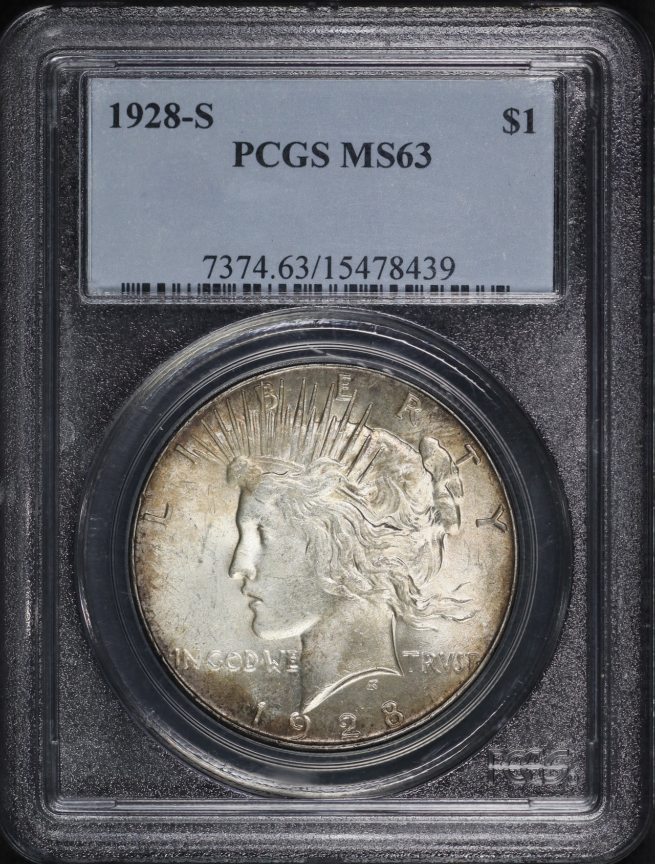 Obverse of this 1928-S Peace Dollar PCGS MS-63
