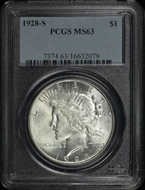 Obverse of this 1928-S Peace Dollar PCGS MS-63