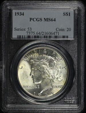 Obverse of this 1934 Peace Dollar PCGS MS-64