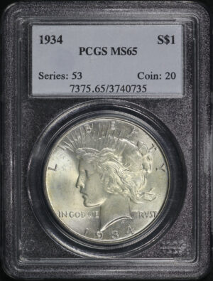 Obverse of this 1934 Peace Dollar PCGS MS-65